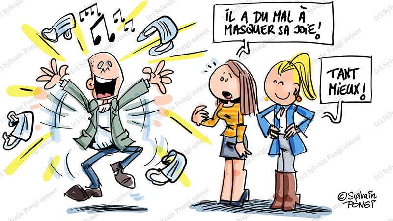 masquer sa joie (c) Sylvain Pongi dessin