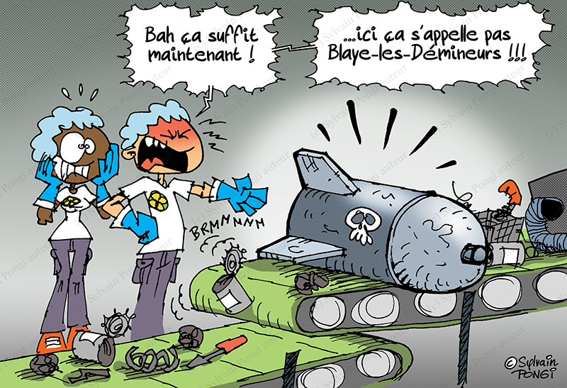 illustration dessin humour bombe obus